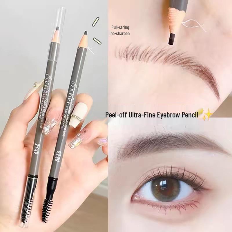 Haozhuang Dual End Eyebrow Pencil: Ultra-Fine, Waterproof, Smudge-Proof, Long-lasting for Natural Brows.