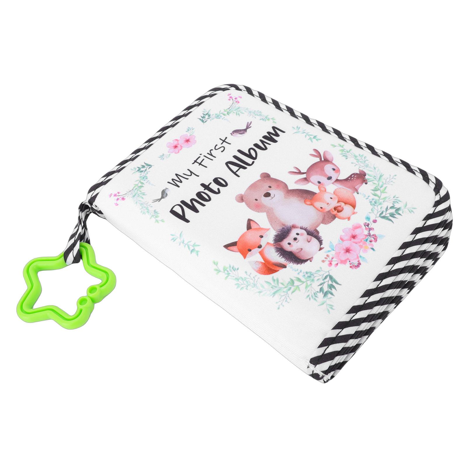 

My First Photo Album Soft Cloth Baby Family Photo Book with Safe Mirror Cute Patterns Holds 17 Photos