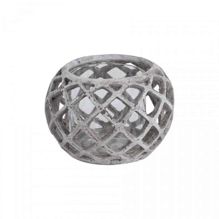 Hill Interiors Round Ceramic Lattice Hurricane Lantern