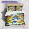3pcs Duvet Cover Set (1*Duvet Cover + 2*Pillowcase, Without Core), Custom Name Blue Smurfs Pattern Bedding Set, Home Bedroom Decor Gift