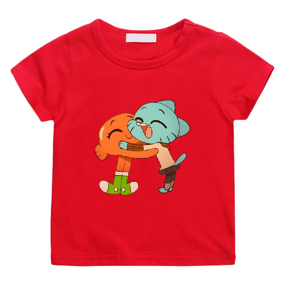 

The Wonderfully Weird World of Gumball T-shirts 100%cotton High Quality T-shirt Kawaii Graphic Printing Tshirt Funny T-shirt Anime T-shirt summer Tops 100 красный