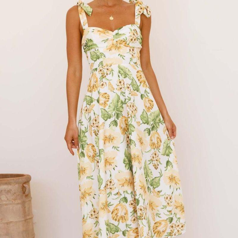 

Европа и Америка Трансграничный экспорт Летний Трендовый Женский Праздничный Комбинезон с Цветочным Принтом Платье на Подтяжках Без рукавов Платье на Бретелях Пляжный Свежий Прохладный Yellow-Flowers S (Bust size 70)