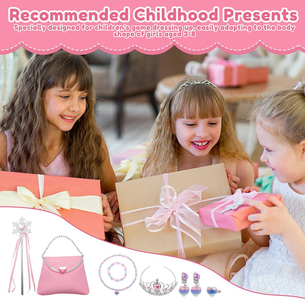 Princess Dress up Set Easy Wearing Glittering Girl Cape Skirt Necklace Role Play Game Birthday Cosplay Party for Cosplay Party