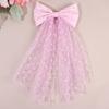 Heart Print Mesh Bow Hair Clips For Women Romantic Red Tull Ponytail Hairpins Girls Valentine's Day Headwear Hair Accessories