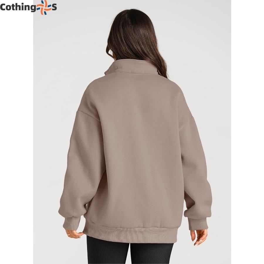 Autumn and Winter Women's Casual Fashion Half Zipper Pullover Sweatshirt