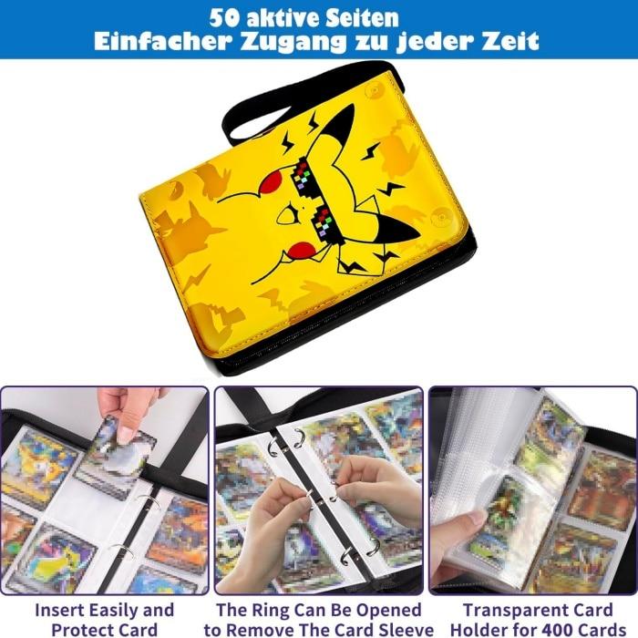 Album Tactical 400+ Carti Pokémon - Sistem Triple-Lock & Protectie UV (Pentru Campionate TCG si Tabere de Vara, Cadou Educativ Copii 7-12 ani)