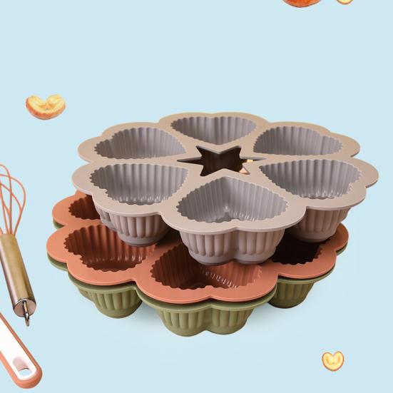 Heart Shape Silicone Cake Mold 6-Cup Non-Stick Baking Pan Soft Heat-resistant Chocolate Mold Reusable Easy Release Cake Mold for Home Kitchen DIY
