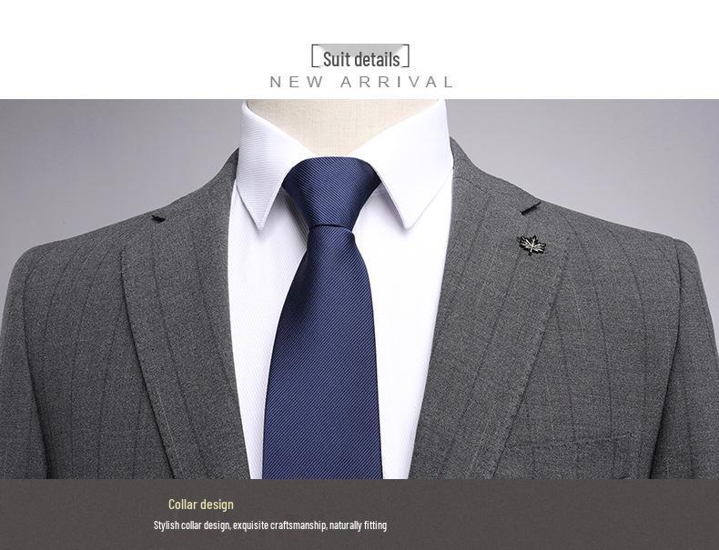 2026 Premium Men's Slim Fit Stripe Suit Set for Business, Wedding, and Formal Wear