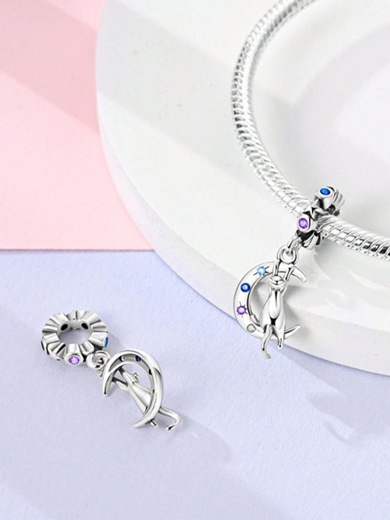 Charms Plata Moon Cat And Dog Beads Charm Copper Plated Fit Charms Copperoriginal Bracelet For Jewelry Making Diy Charm