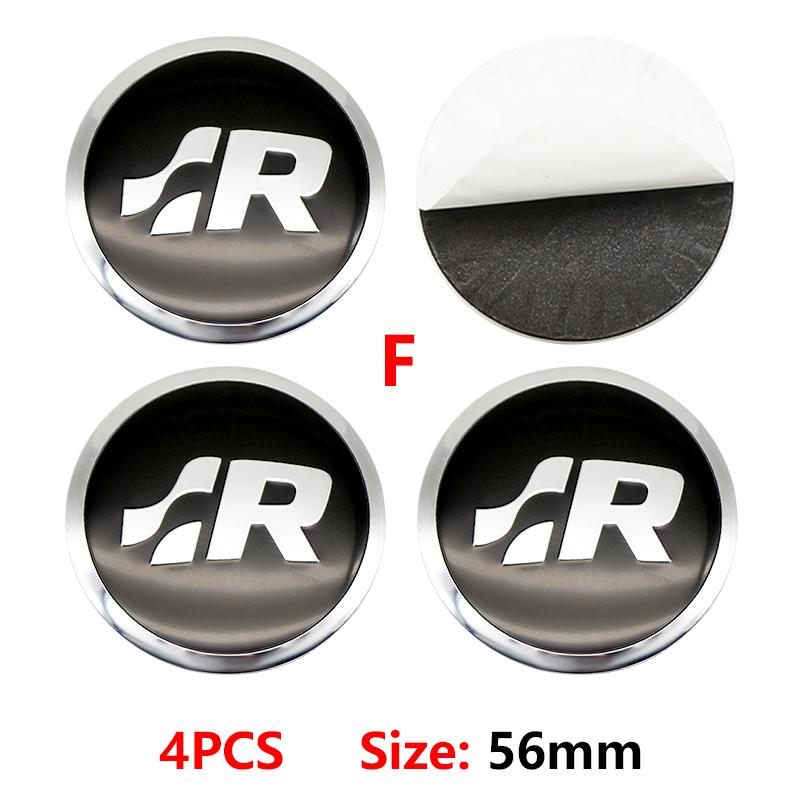 Pour VW VOLKSWAGEN Nouveau 4pcs 56mm Emblème de Roue de Voiture Autocollant Central 60mm Cache-Moyeux de Roue Accessoire Pour VW golf Passat R Rline GTI
