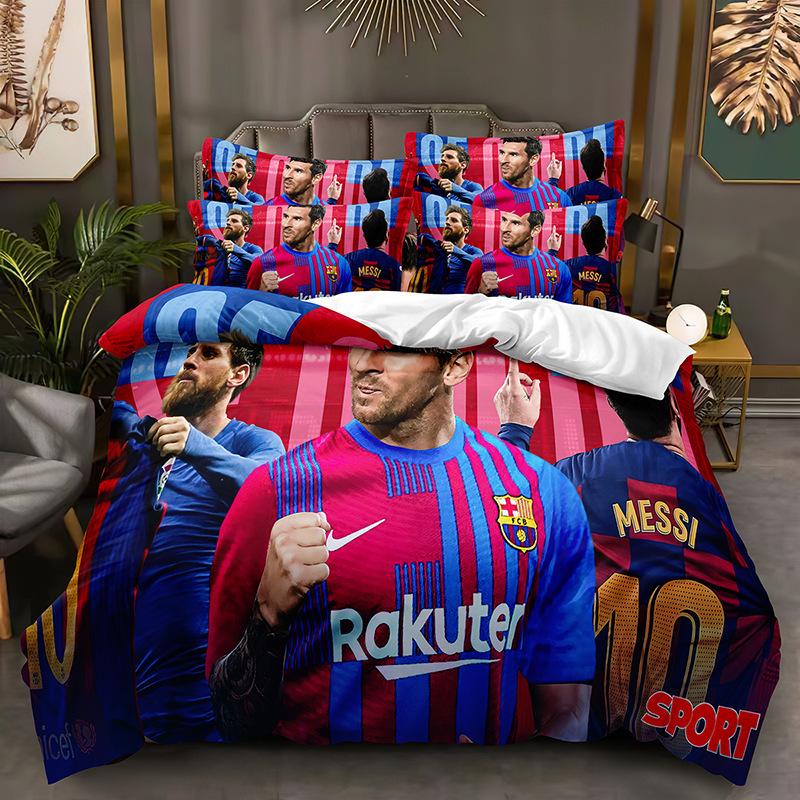 Ronaldo Messi 3D Print Football Star Duvet Cover & Pillowcase Set