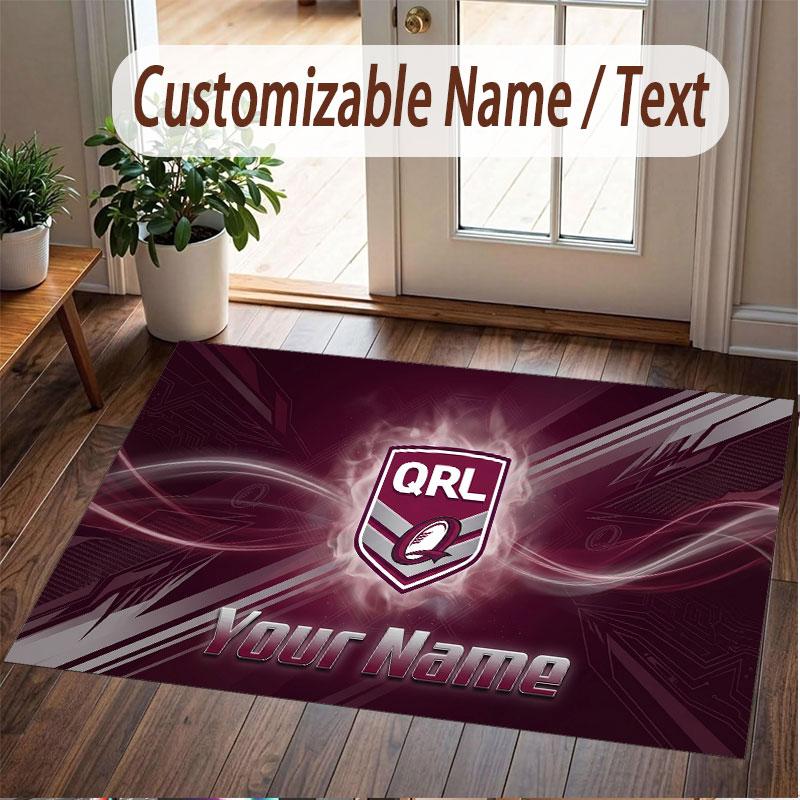Benutzerdefinierter Teppich Queensland Maroons Muster Druck Name Text Weich Rutschfest Boden Teppich für Zuhause Innen Dekoration