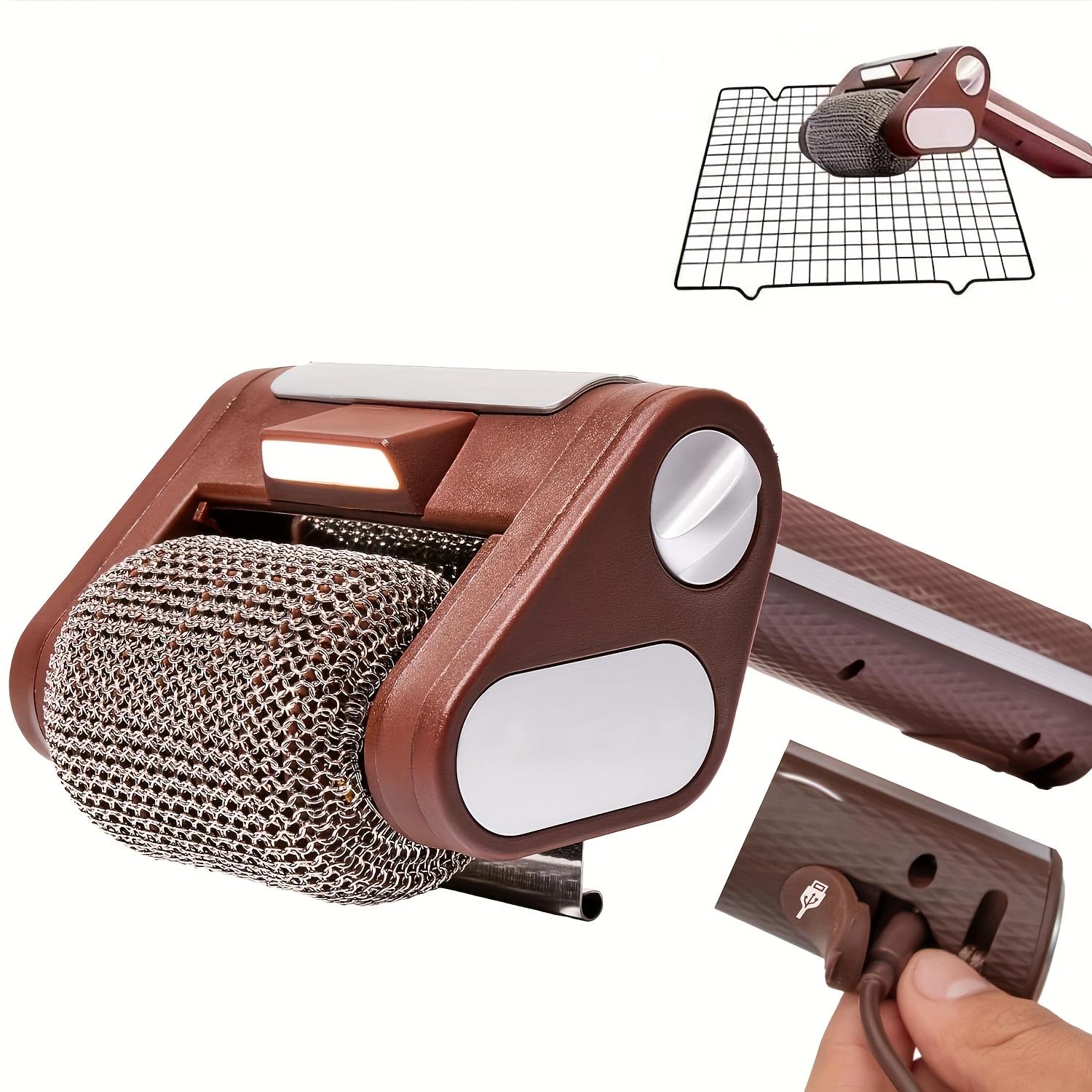 

Giddy Up Grill Cleaning Brush - Cordless, Rechargeable BBQ Tool with 350 RPM Stainless Steel Roller and LED Light коричневый