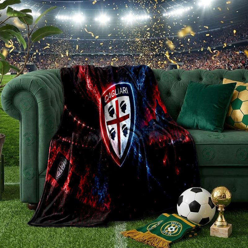 Cagliari Fußball Club Wappen Decken Flanelldecken Plüsch für Sofa Bett Geschenke für Männer Frauen Reise Picknickdecke Weihnachts-Fan-Geschenke