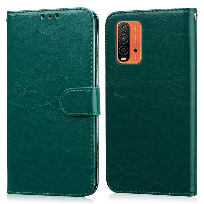 

For Redmi 9T Case Leather Flip Wallet Case For Xiaomi Redmi 9T Cover Phone Case For Xiaomi Redmi 9T Wallet Cover Coque Fundas For Redmi 9T темно-зелений колір