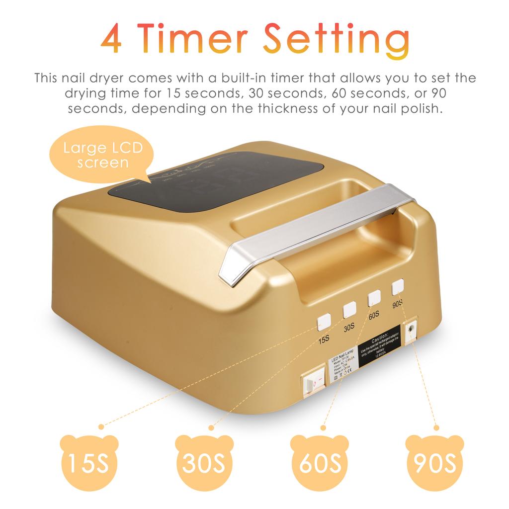 Lampă UV LED pentru unghii de 72 W Uscător de unghii cu gel cu uscare rapidă cu 4 setări de temporizator Senzor inteligent IR pentru unghii UV