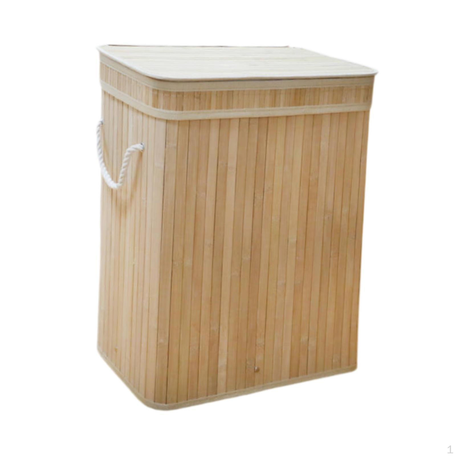 Bamboo Laundry Basket Dirty Clothes Hamper with Lid Storage for Nursery Wood