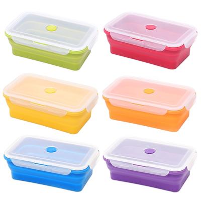 Silikon Faltbare Lunchbox Zusammenklappbarer Lebensmittelbehälter Bento BPA-frei Mikrowellengeeignet Tragbar Picknick Rechteckige Box