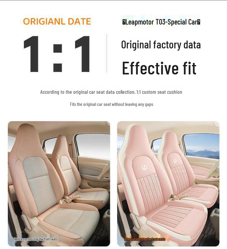 Leapmotor T03 2025 Autositzbezug - Light Enjoy Edition, Fun Share, Smart Enjoy, Ganzjahres-Vollabdeckungskissen