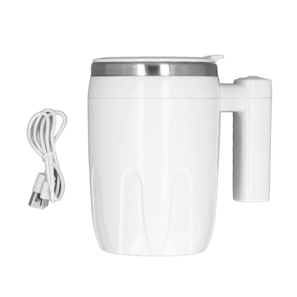Self Stirring Coffee Mug Rechargeable with Lid Portable Electric Magnetic Automatic Mixing Black