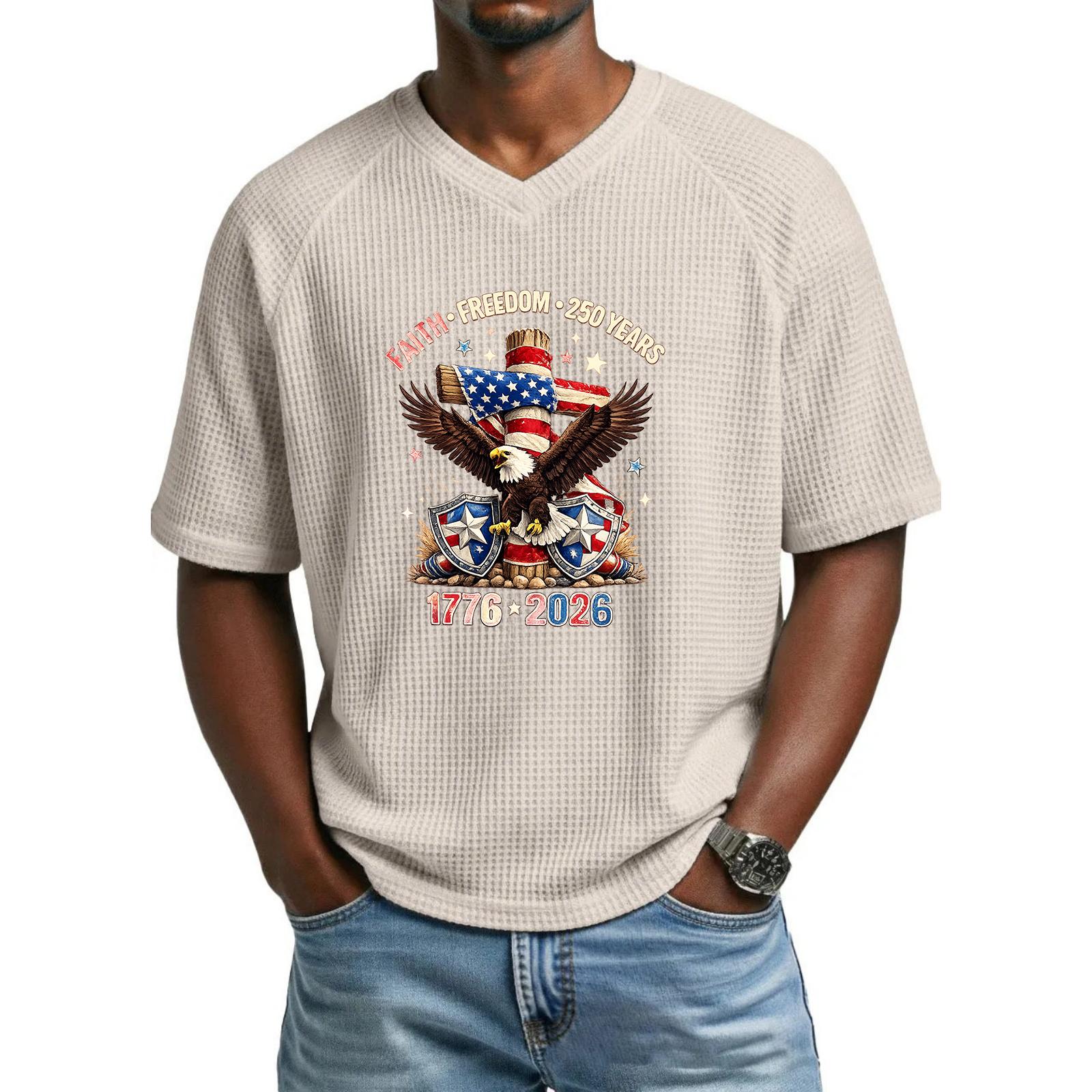Men s loose and casual patterned letter print T-shirt short-sleeved top L бежевый