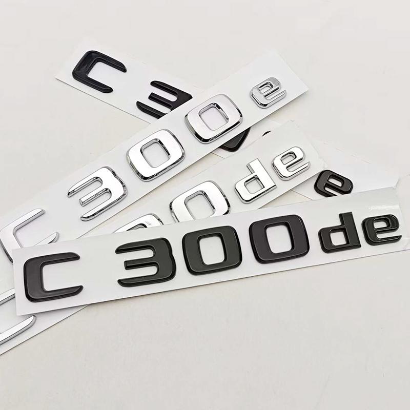Nuevo Estilo de Coche Cromado Negro ABS 3D Insignia C300e C300de Pegatina Emblema Maletero Trasero Pegatinas Para Mercedes Benz C300e C300de W206