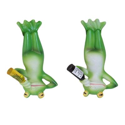 Frog Statues Resin Ornaments Handmade Lightweight Funny Crafts Frog Drinking Beer for Garden Yard Outdoor Patio Countertop