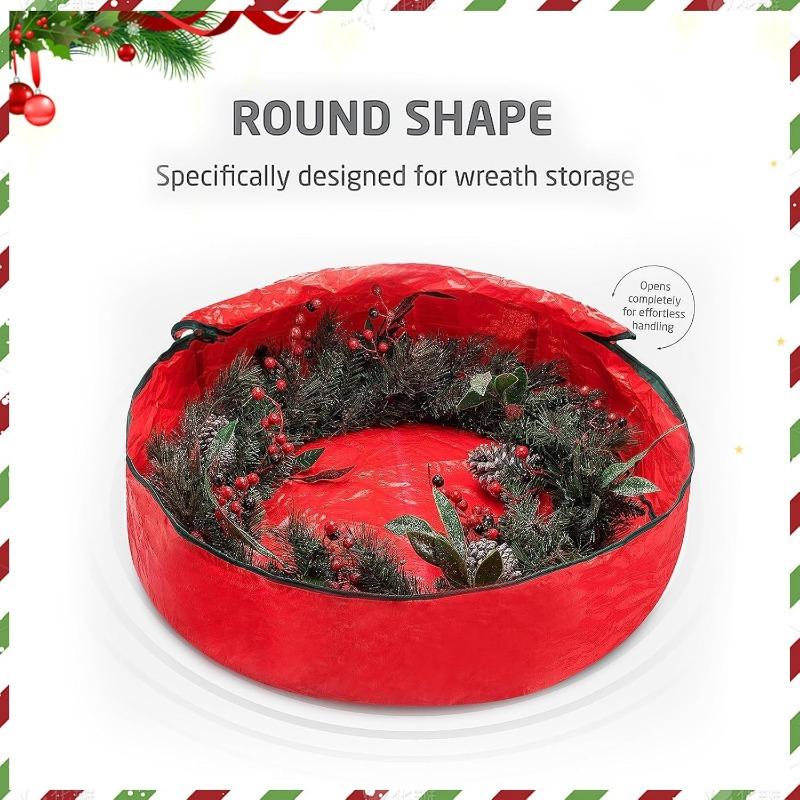 Christmas Wreath Storage Bag with Heavy Duty Handles - Durable Wreath Storage Container & Garland Holiday Artificial Wreath Holder