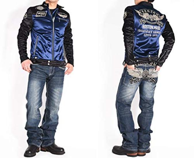 By Our Riders Flying Emblem Embroidery Patch Bonding Riders Jacket Navy X [Banson] [Custom-ordered Store] & JFV-802-DNAVY-BLACK (M, D. Black)