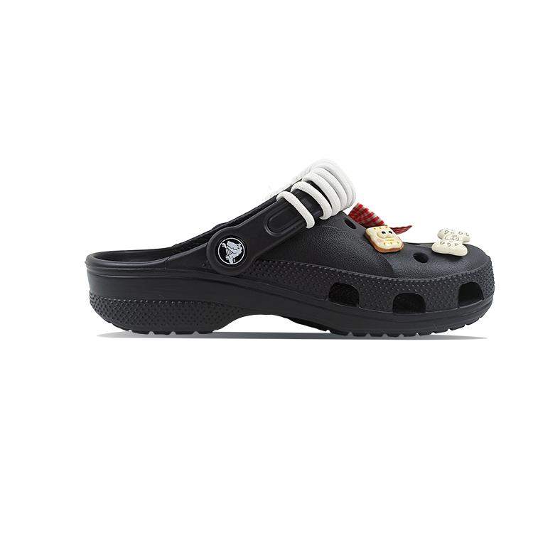 Crocs Classic Clog EVA Plaid Little Joy Beya Beach Cute Cartoon Hand-painted Niche Versatile Clogs for Men and Women Black