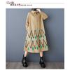 Loose Large Size Printed Splicing Casual Simple Sweetheart Long Sleeve Dresses