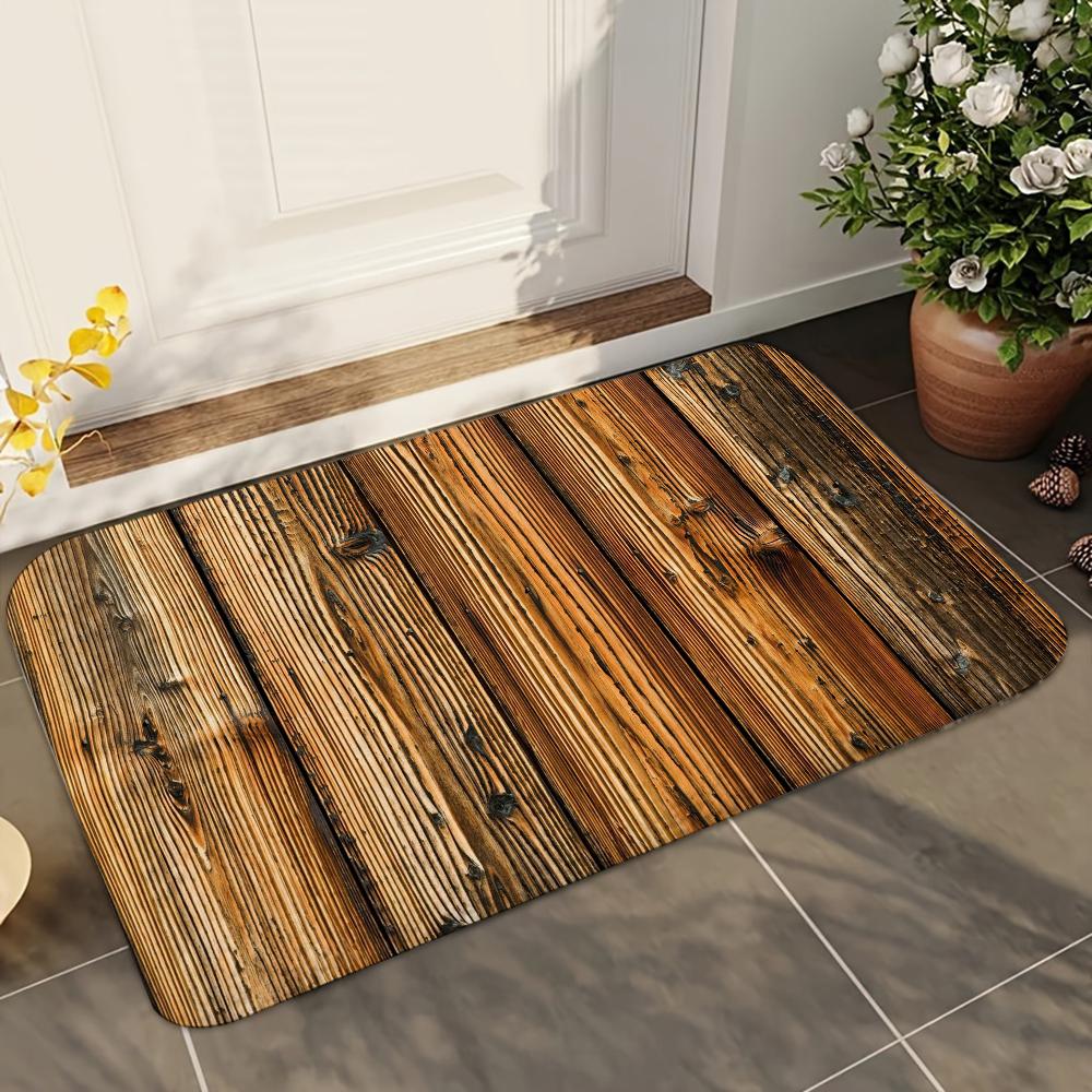 1pc Beautiful Wood Bathroom Absorbent Mats Anti-Slip Mats Home Decor Supplies Carpets Home Kitchen Floor Mats