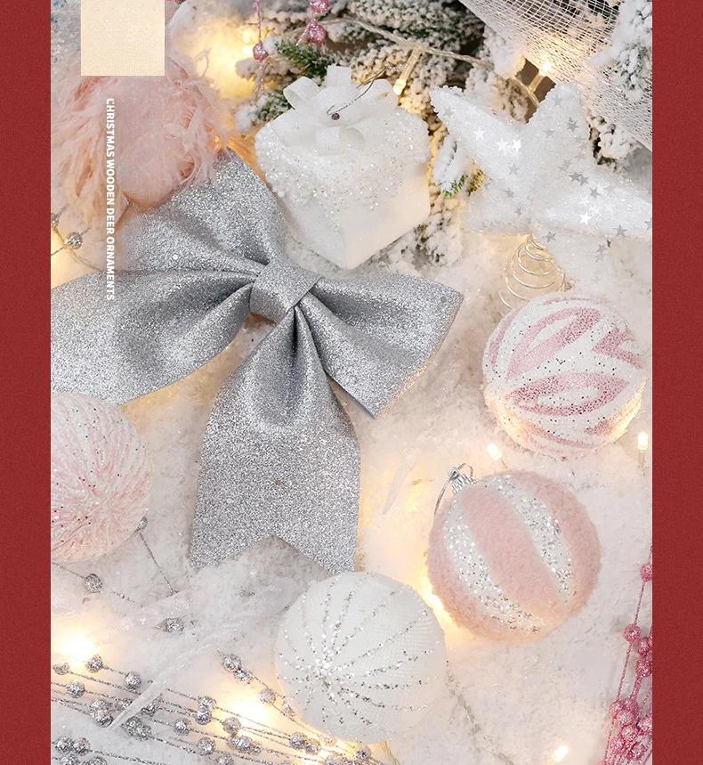 18PCS Ins Pink Boutique Foam Christmas Ball Tree Top Star Set Christmas Decoration Atmosphere Jewelry Christmas Tree Pendant