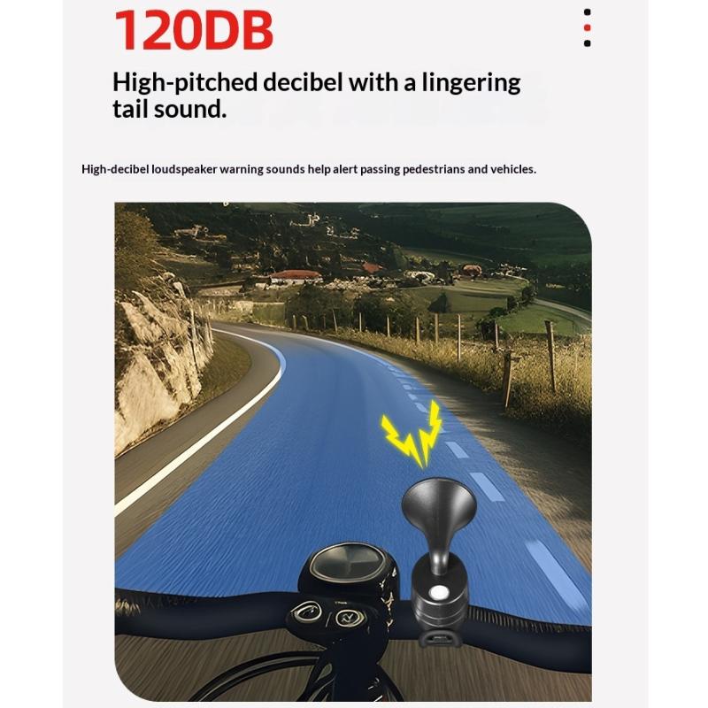 120Db Electric Bicycle Horn Loud Warning Bell 5 Modes Bicycle Warning Safety Ring Horn For Mountain Road Bike Scooter Accessory