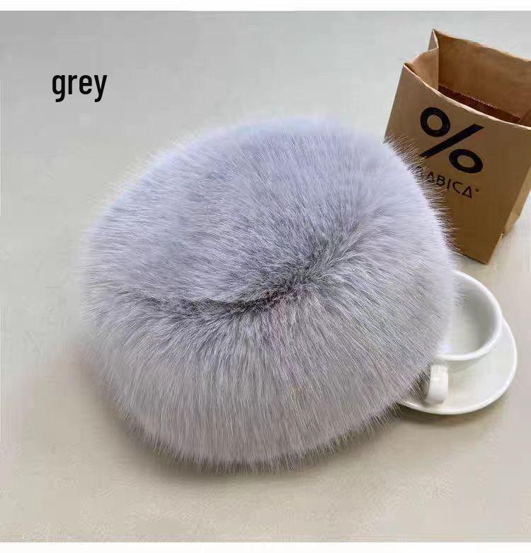 Korean Style Sweet Winter Fox Fur Bucket Hat with Ear Protection – Trendy Women's Fashion Outdoor Hat