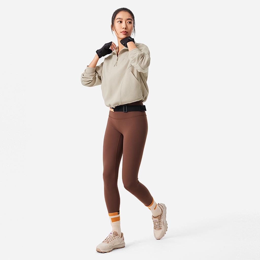 Li-Ning Bequemes lässiges Fleece einfaches Sweatshirt mit hohem Kragen Damen Sweatshirt Staubgrau AWDU558-2