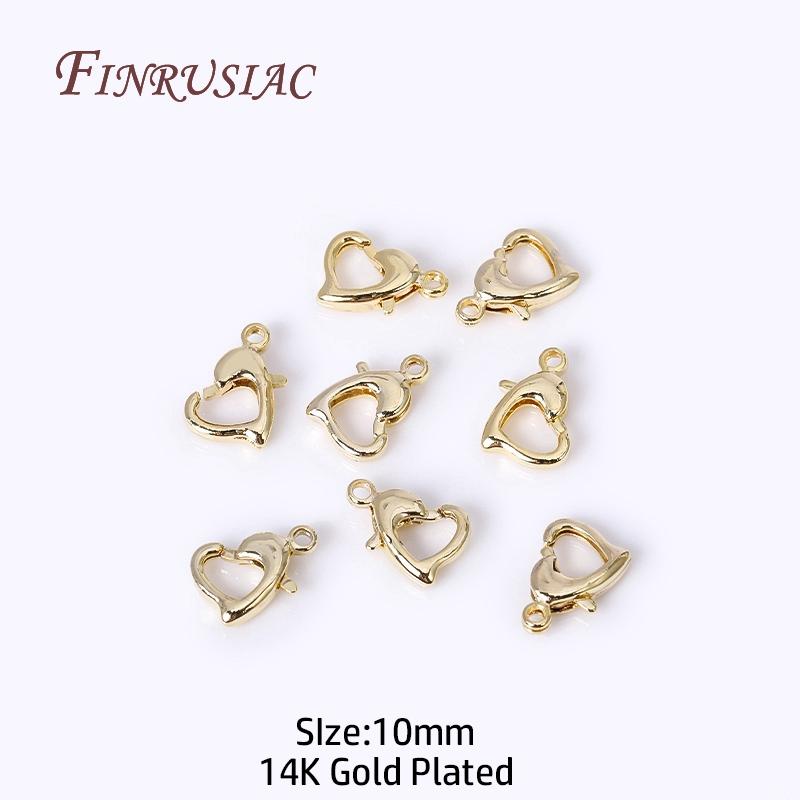 Fermoirs mousqueton en forme de cœur plaqués or 18 carats pour la fabrication de bijoux, Fermoirs fermoirs cœur 10 mm/12 mm pour accessoires de fabrication de bracelets et colliers