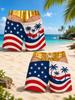Men's American Flag Quick-Dry Summer & Fall Beach Swim Trunks - Casual Plus Size Shorts