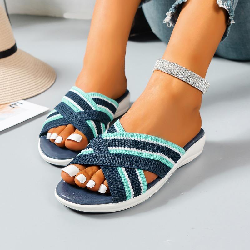 New cross flat bottom round head empty lady cool slippers wish