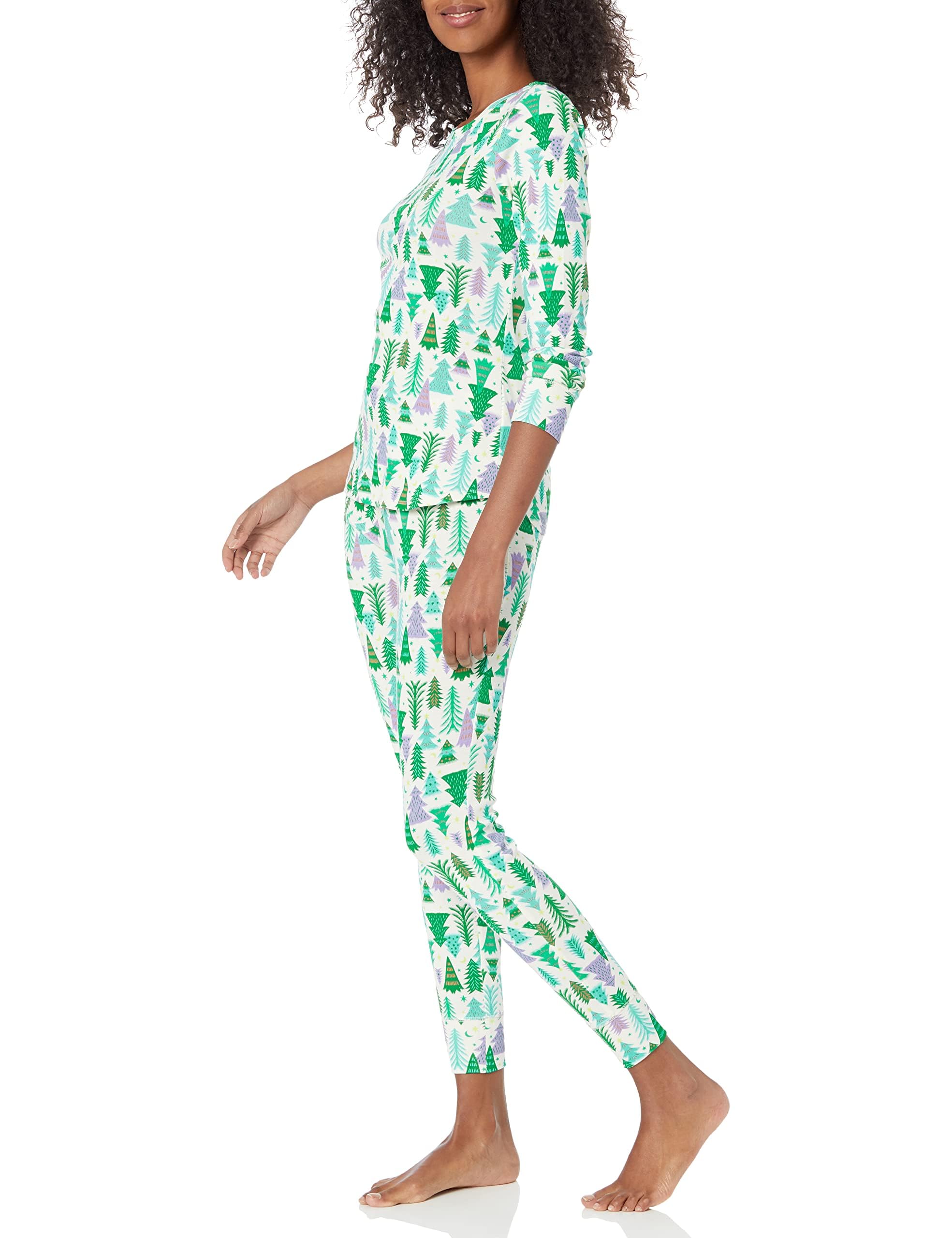 

Amazon Essentials Ecru Christmas Tree Pajama Snug Size XL Women s Set, Cotton, Fit,