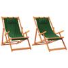 Folding Beach Chairs 2 Pcs Green Fabric