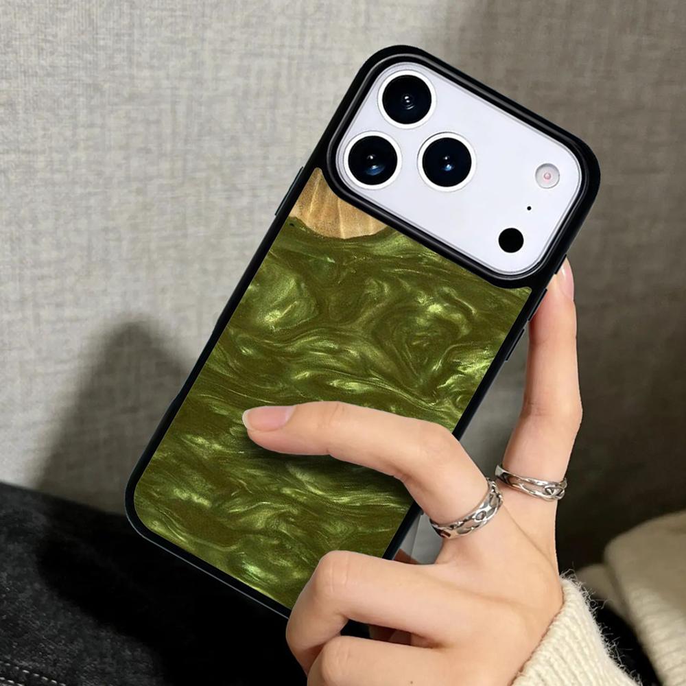 Capa Case for iPhone 17 Air 16 Pro Max 15 Plus 11 13 Mini 14 12 Back Phone Cover Luxury Wood Resin Protective