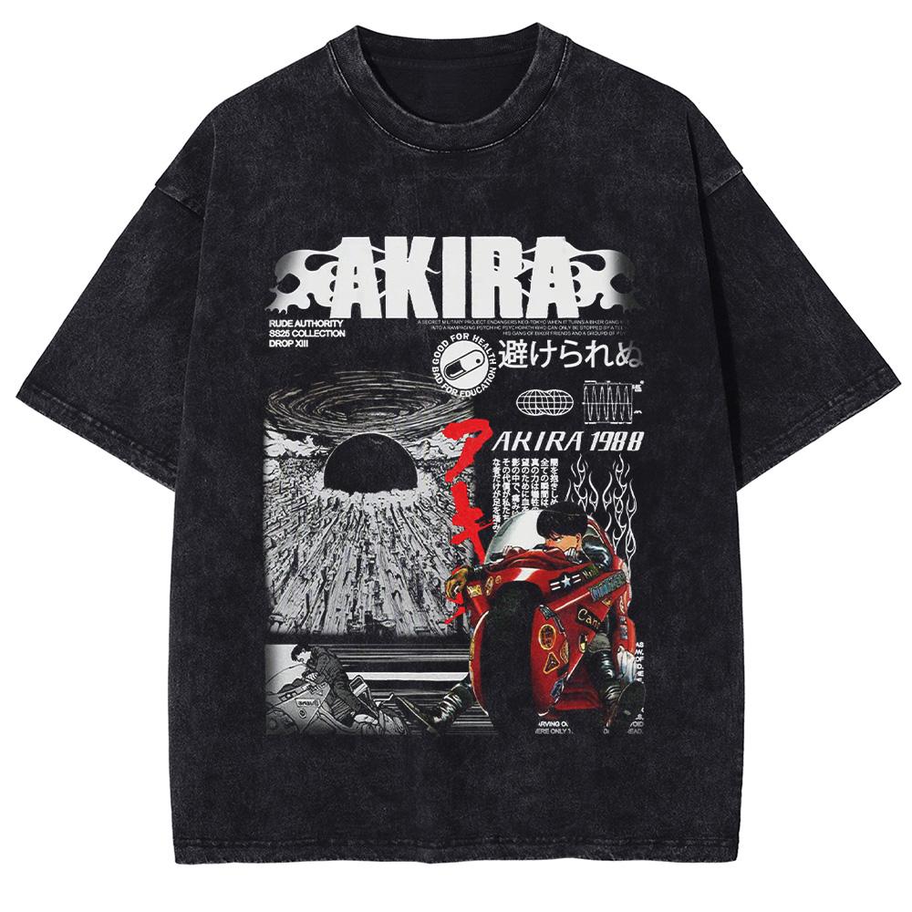 

Akira Anime Printed T-shirt Harajuku Gothic Y2k Washed Oversized T Shirt Summer Short Sleeve Cotton Tees Tops Men Women Clothing S