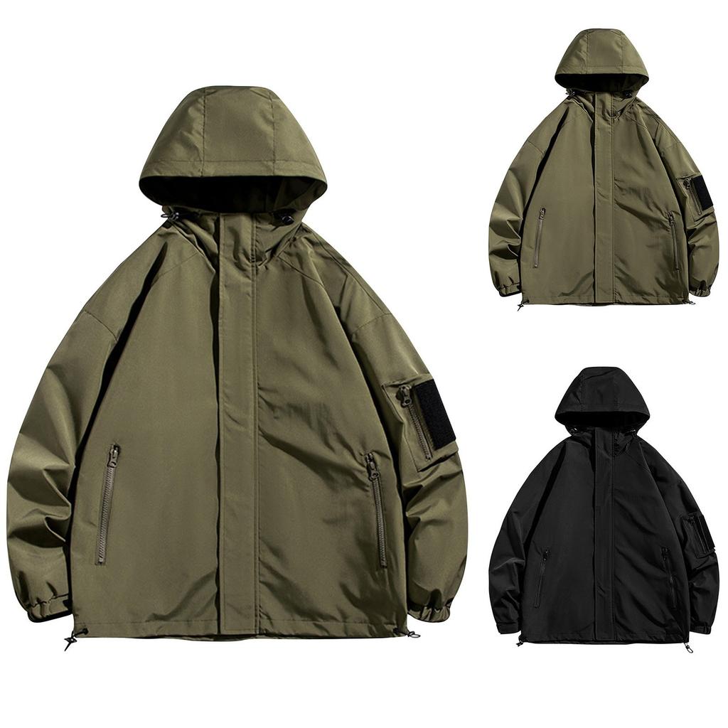 Men's Spring Coat Printed Thin Hooded Windbreaker Outdoor Sports Jacket Men's Jacket