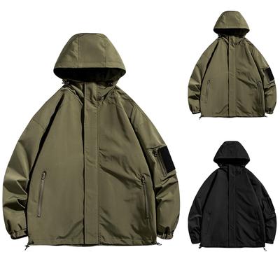 Men's Spring Coat Printed Thin Hooded Windbreaker Outdoor Sports Jacket Men's Jacket