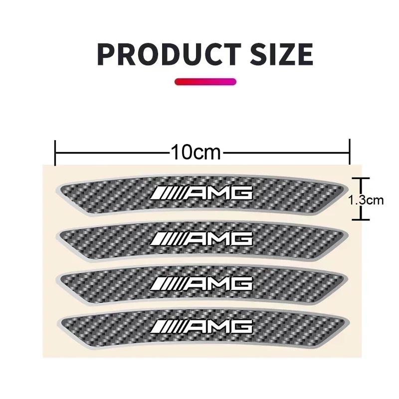 4Pcs Car Wheel Rim Sticker Hub Decoration Carbon Fibre Decals For Mercedes benz AMG C E S GLE CLC Class W205 124 W221 W213 W212