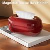 Magnetic Tissue Box Holder Tissue Dispenser Cover with Spring Support Magnetic Closure Tissue Box Cover for Home Office Desk Table
