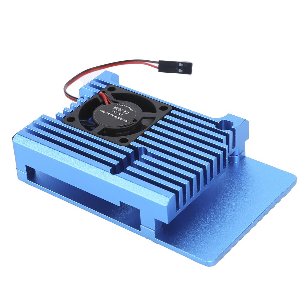 Single Fan Heat Sink CNC Protective Cover for Raspberry Pi 4 Aluminum Alloy Case RadiatorBlue