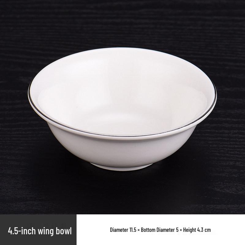Elegant Ceramic Tableware Set: White with Platinum Rim - Includes Plates, Bowls, and Dishes for Restaurants or Clubhouses, Available in 3 or 4 Pieces
