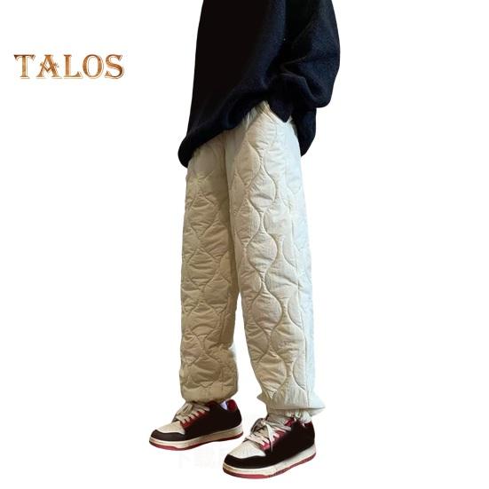 

Мужские зимние брюки, утолщенные стеганые брюки с подкладкой из овечьей шерсти и флиса, ветрозащитные брюки прямого кроя с застежкой-шнурком для повседневной носки на открытом воздухе M